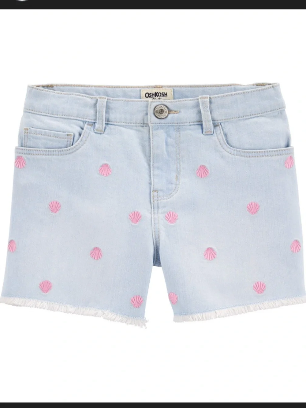 OshKosh B'gosh Light Blue Denim Shorts with Pink Shell Embroidery